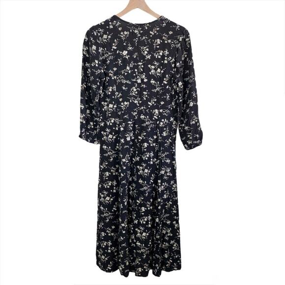 RALPH LAUREN DENIM & SUPPLY Tier Ruffled Black & White Floral Midi Dress – Large - Picture 5 of 11